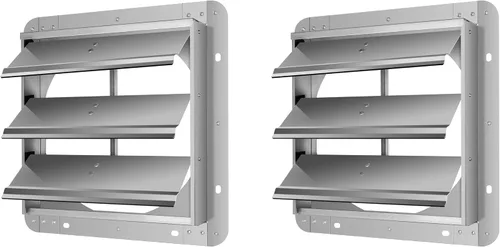Vista 7 de iPower Rejilla de ventilación automática de aluminio cuadrado de 12 pulgadas, color plateado