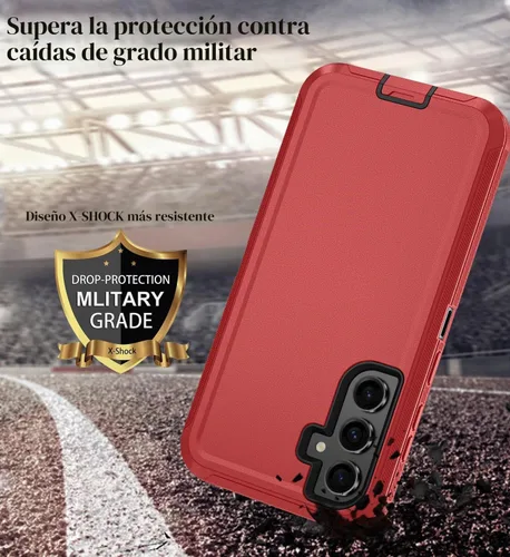 Vista 5 de ONOLA - Funda para Samsung Galaxy S24+ / S24 Plus, cubierta de 3 capas Rojo-negro
