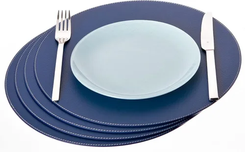 Vista 12 de Nikalaz Nikalaz - Juego de 4 manteles individuales redondos de cuero reciclado de 15 pulgadas, decoración de mesa de comedor y cocina (negro)