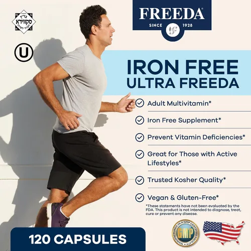 Vista 2 de Freeda Multivitamínico de máxima fuerza – Suplemento diario de alta potencia para adultos activos (hombres y mujeres) – Sin hierro – Compatible