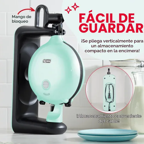 Vista 4 de Dash Máquina de gofres belga Flip - Superficie antiadherente - Máquina giratoria de gofres belga con sistema de calentamiento rápido para desayunos