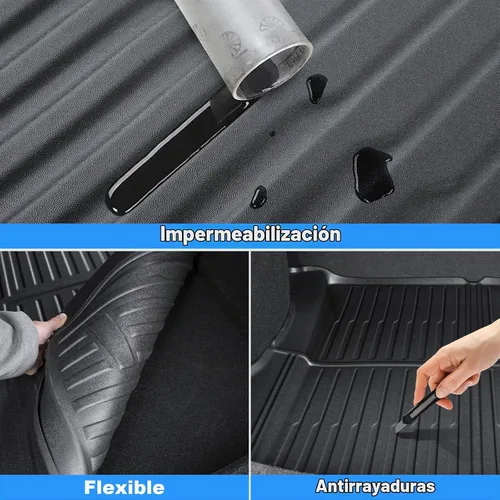 Vista 5 de Alfombrilla de maletero para Tesla Model 3 2026, protector de maletero de TPE duradero para todo tipo de clima, forro de carga trasero impermeable