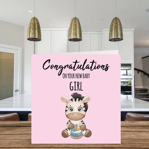 Vista 3 de Stuff4 Nueva tarjeta de bebé niña – Nueva hija – Tarjetas de felicitación para recién nacido, tarjetas de felicitaciones bien hechas, regalos