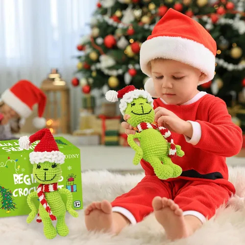 Vista 6 de Kit de ganchillo ALODNY para principiantes, kit de ganchillo navideño para principiantes adultos, juego de ganchillo y agujas con videotutoriales