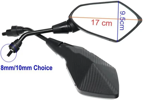 Vista 3 de Espejos laterales para espejo convexo, 0.315 in, 0.394 in, fibra de carbono, 2 unids par de espejos retrovisores de motocicleta Scooter E Bike