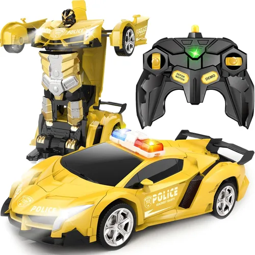 Vista 14 de Transform - Coche de juguete a control remoto para niños de 4 a 8 años, auto a control remoto para niños de 4 a 7 años, autos transformables