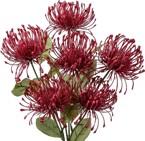 Vista 12 de Hollyone Flores artificiales azules de crisantemo de 33 pulgadas, 2 piezas, arreglo floral de mamá araña, flores artificiales grandes con 3 cabezas