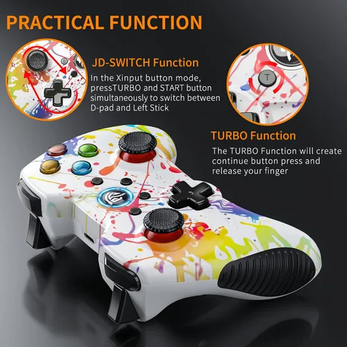 Vista 3 de EasySMX - Controlador inalámbrico para juegos para Windows 7, 8, 10, 11 PCPS3AndroidSwitchSteam Deck, controlador de juegos de computadora de doble