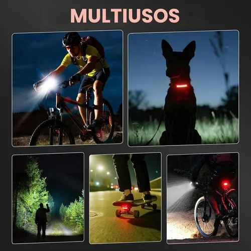 Vista 8 de Bike Light for Night Riding, 2000LM/1000LM Bicycle Headlight & Taillight, Multiple Modes,3000mAh/2000mAh USB C Rechargeable Waterproof LED Bright