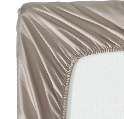 Vista 4 de Vera Wang - Juego de sábanas Queen, ropa de cama de lujo de algodón satinado, 800 hilos, juego de ropa de cama suave y lisa (Beige, Queen)