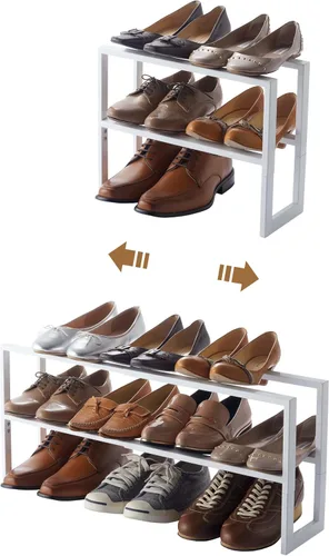 Vista 12 de Yamazaki Inicio Zapatero Expandible, Metal, Acero Ajustable Talla única Negro Adjustable shoe rack with an expanding design. Steel design adapts