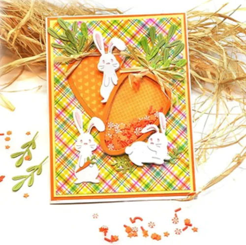 Vista 8 de Troqueles de metal de conejo de Pascua, diseño de animales de conejito de Pascua, huevo, zanahoria, plantillas de troqueles de corte, manualidades