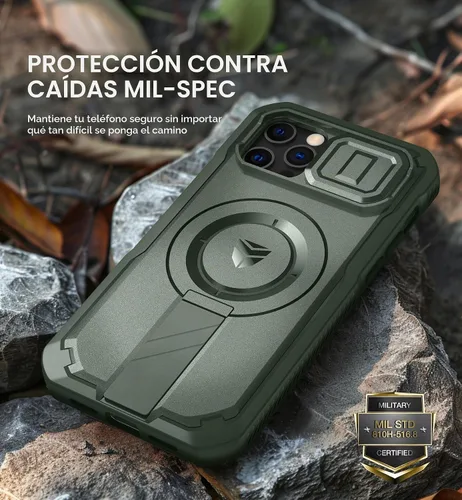 Vista 8 de Dexnor - Funda para iPhone 12 & iPhone 12 Pro con tapa deslizante para cámara, soporte ajustable y protector de pantalla integrado, carcasa