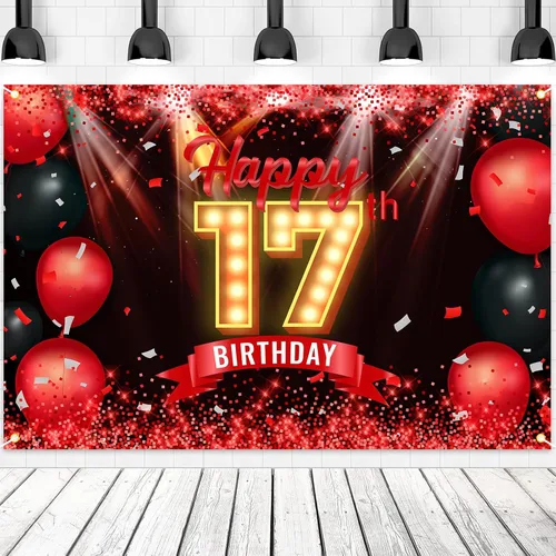 Vista 23 de Cartel de feliz cumpleaños 10 años, fondo rojo y negro, decoraciones de cumpleaños para niñas y niños de 10 años, artículos de fotografía