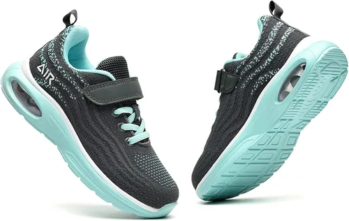 Vista 5 de SURRAY Zapatos deportivos para correr y caminar para niños y niñas, transpirables, antideslizantes, para gimnasio, deportes, a la moda