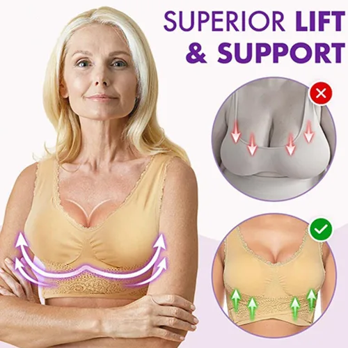 Vista 3 de Ellielift - Brasier de corsé cómodo con hebilla frontal cruzada lateral, brasier de encaje, Kendally para mujeres mayores