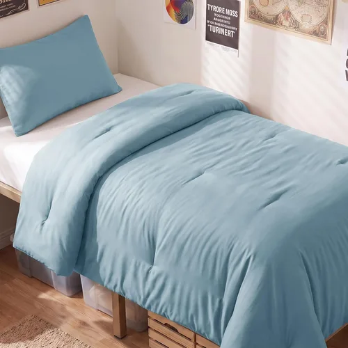 Vista 19 de CozyLux - Juego de edredón beige tamaño individual/individual XL, 2 piezas de juego de cama extra largo sólido transpirable acolchado, juego de cama