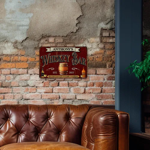 Vista 2 de Chico Creek Signs Letrero de Bar de Whisky - Decoración de Bar de Aluminio Compuesto Rústico de 30.5 cm x 30.5 cm para Montaje en Pared