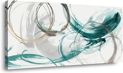 Vista 12 de Sxurmtiie Lienzo decorativo para pared, arte abstracto, fantasía azul, grafiti colorido sobre fondo blanco, 32 x 48 pulgadas, arte moderno