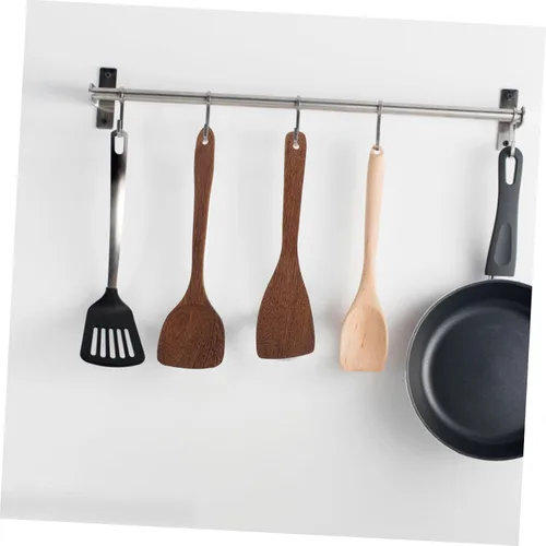 Vista 7 de Juego de utensilios de cocina de madera de 5 piezas para utensilios de cocina antiadherentes, cuchara de sopa de mango largo, práctica pala