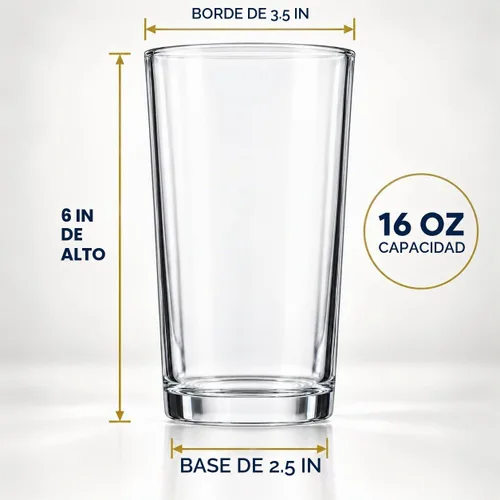 Vista 2 de Home Essentials - Juego de vasos para beber, 10 vasos de vidrio Highball, 16 onzas, vasos de agua básicos, cerveza, jugo, cócteles, vino, té helado
