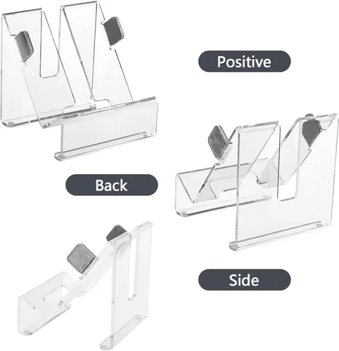 Vista 4 de Soporte de acrílico para ratón, base de soporte vertical de escritorio para mouse con cable e inalámbrico, soporte universal para mouse