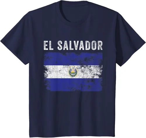 Vista 18 de Bandera de El Salvador envejecido - Hombres Mujeres - Camiseta de la bandera salvadoreña, Negro