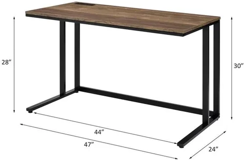 Vista 3 de Acme Tyrese Escritorio rectangular de madera con puerto USB en nogal y negro