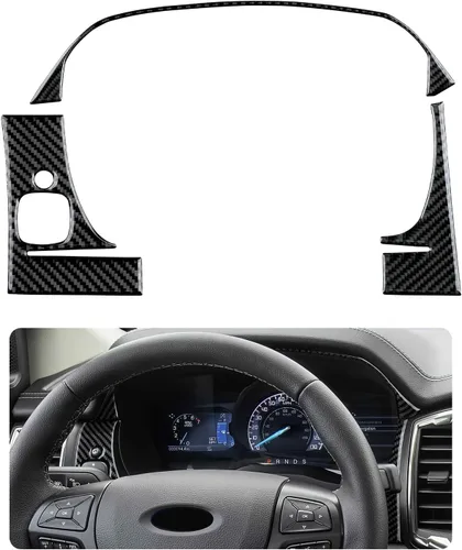 Vista 16 de Cubierta de Panel de Control Central de Fibra de Carbono para Tablero de Coche para Ford Ranger 2019 2020 2021 2022 2023 XLT Lariat XL Accesorios