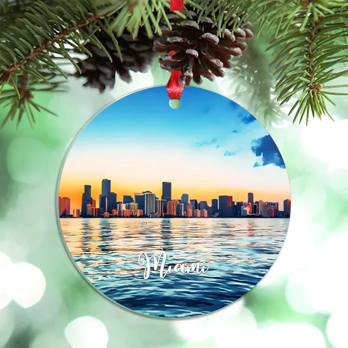 Vista 21 de Los Ángeles Beach California, Estados Unidos, decoración de árbol de Navidad, recuerdo de ciudad de campo, recuerdos de Navidad personalizados