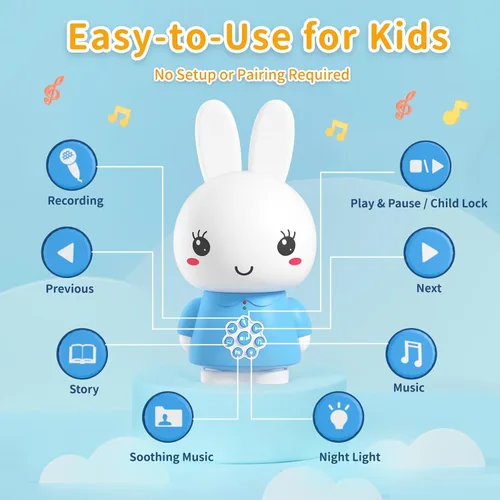 Vista 7 de alilo Honey Bunny - Reproductor de audio de historias musicales para niños pequeños de 1 a 5 años, regalos de Pascua para bebés y niñas, precargado