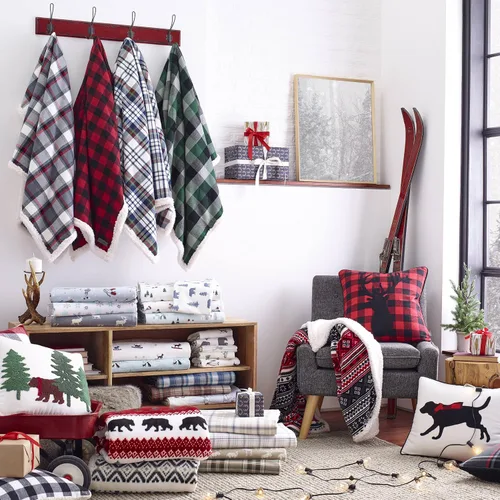 Vista 6 de Eddie Bauer - Sábanas individuales, juego de ropa de cama de franela de algodón, cepillada para mayor suavidad, decoración acogedora para el hogar