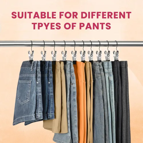 Vista 3 de 12 paquetes de perchas para pantalones con clip, organizador de leggings para colgar en el armario, perchas para pantalones de yoga que ahorran