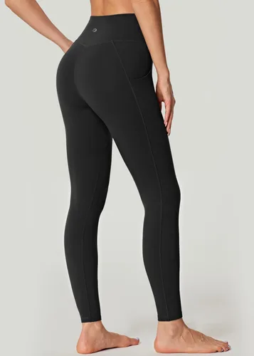 Vista 2 de IUGA Pantalones deportivos para yoga y entrenamiento para mujer, de talle alto, con control de abdomen, bolsillos, tela elástica en 4direcciones