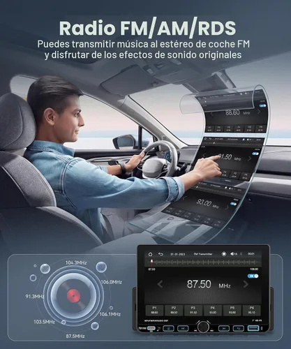 Vista 3 de Estéreo de coche de 7 pulgadas de un solo DIN con AM/FM/RDS inalámbrico/con cable Carplay Android Auto Bluetooth 5.2 IPS Pantalla MirrorLink SWC EQ