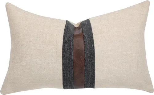 Vista 23 de Fundas de almohada decorativas de granja para exteriores para sofá, cama, funda de almohada de piel sintética marrón, funda de almohada de Beige