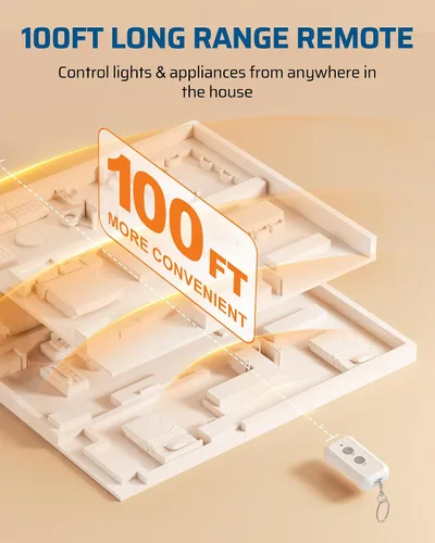 Vista 6 de DEWENWILS Toma de corriente con control remoto para interiores, kit de interruptor de luz remoto expandible, interruptor de encendido/apagado