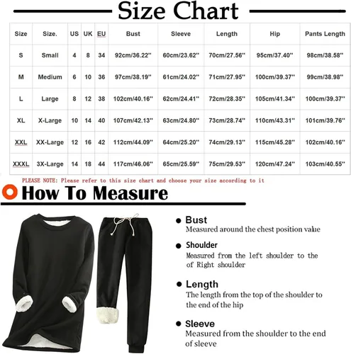Vista 2 de Oggfader Womens Winter 2 Piece Outfits Fleece Lined Crewneck Pullover Tops Drawstring Pants Sets Lounge Wear