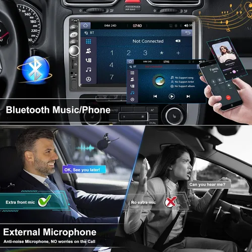 Vista 2 de Estéreo de coche de doble DIN, radio de pantalla táctil de 7 pulgadas con CarPlay Android Auto Reproductor multimedia para coche, espejo Link