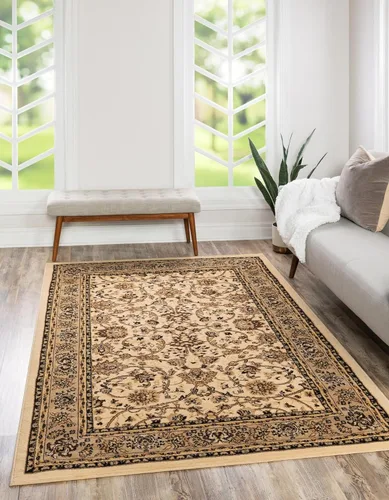 Vista 44 de Unique Loom Sialk Hill Collection - Alfombra de área Washington (6' 1" x 9' Rectángulo Burdeos/Crema)