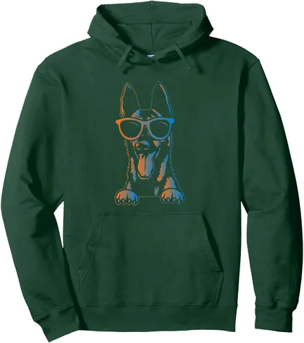Vista 6 de Sudadera con capucha estilo malinois estilo retro vintage de pastor belga malinois belga, Negro