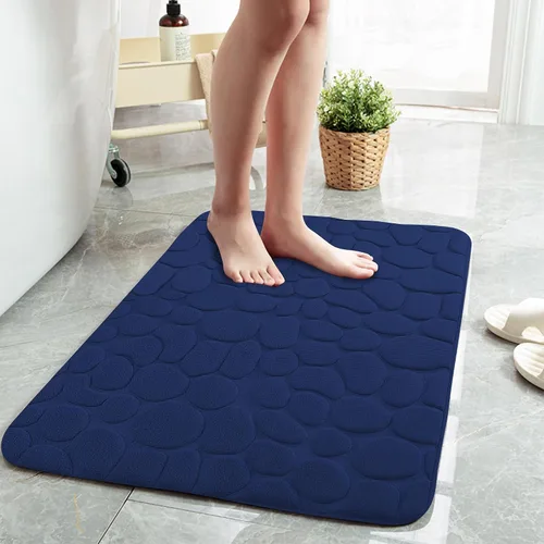 Vista 12 de Tapete de baño negro de secado rápido, 24 x 36 pulgadas, antideslizante, de espuma viscoelástica, lavable a máquina