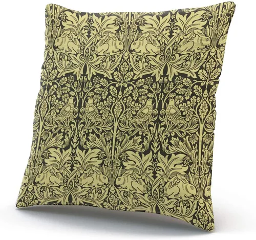 Vista 2 de Fancy William Morris Rabbit Chintz - Funda de cojín decorativa con cremallera oculta para sofá del hogar, funda de cojín cuadrada de 16 x 16
