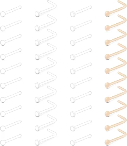 Vista 12 de MODRSA 16g 20g Mix Clear Piercing Retainers Plastic Septum Retainer Clear Nose Studs for Work Flexible Lip Plastic Earring Studs for Sport Surgery