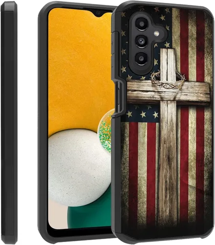 Vista 11 de Funda para teléfono Galaxy A14 5G, resistente 2 en 1 de doble capa híbrida de policarbonato duro y silicona suave a prueba de golpes, funda de Retro