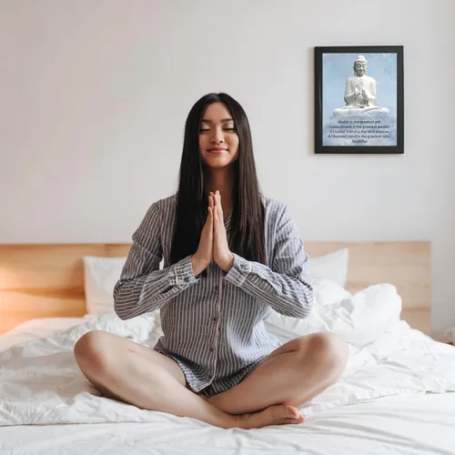 Vista 3 de La salud es el mejor regalo – Arte de pared inspirador espiritual de Buda, budismo afirmaciones positivas, decoración de pared para decoración