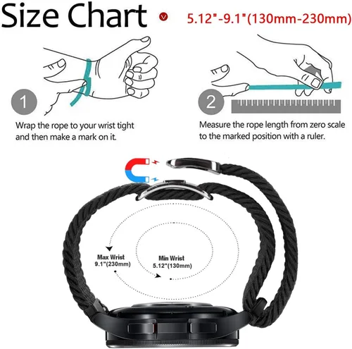 Vista 9 de Abanen Correa elástica de nailon trenzado de 0.787 pulgadas para Garmin Vivoactive 5/Venu Sq/Venu 2 Plus, correa elástica suave con cierre magnético