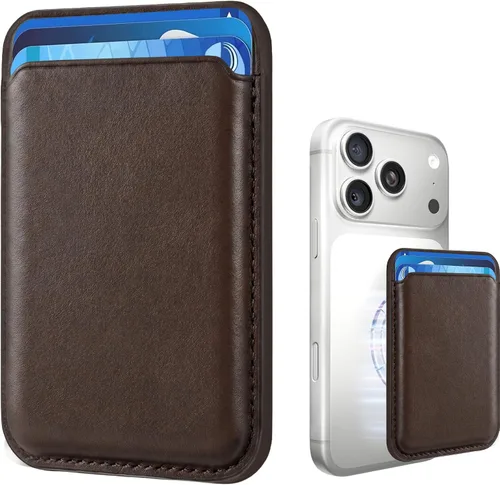 Vista 9 de Tarjetero magnético más fuerte de piel RFID para iPhone 16 Series, accesorios Mag-Safe para iPhone 17/16/15/14/13/12 y Pro/Promax, negro