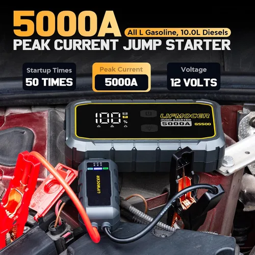 Vista 2 de LIFMOCER GS500 Arrancador de Automóvil - Arrancador de Batería de Automóvil de 5000A para Todos los Motores de Gasolina y Motores Diesel de hasta