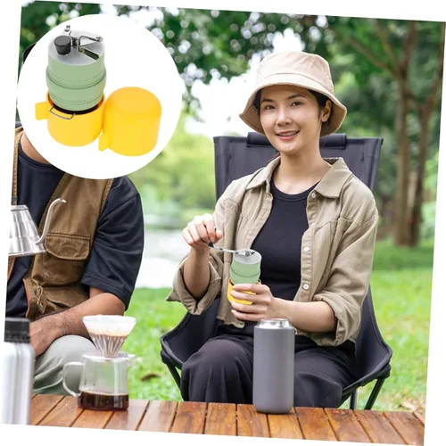 Vista 8 de SHOWERORO Molinillo de café portátil con manivela para acampar al aire libre, herramienta de molienda manual con ajustes de precisión, diseño